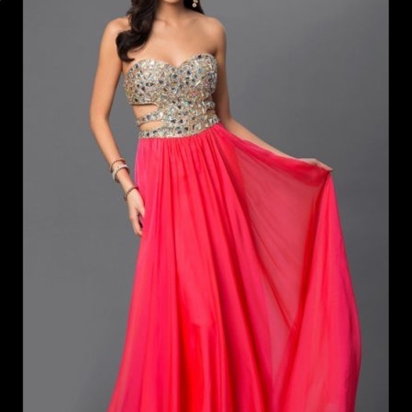 La femmeDress strapless coral strapless w/cutouts - Picture 2 of 8